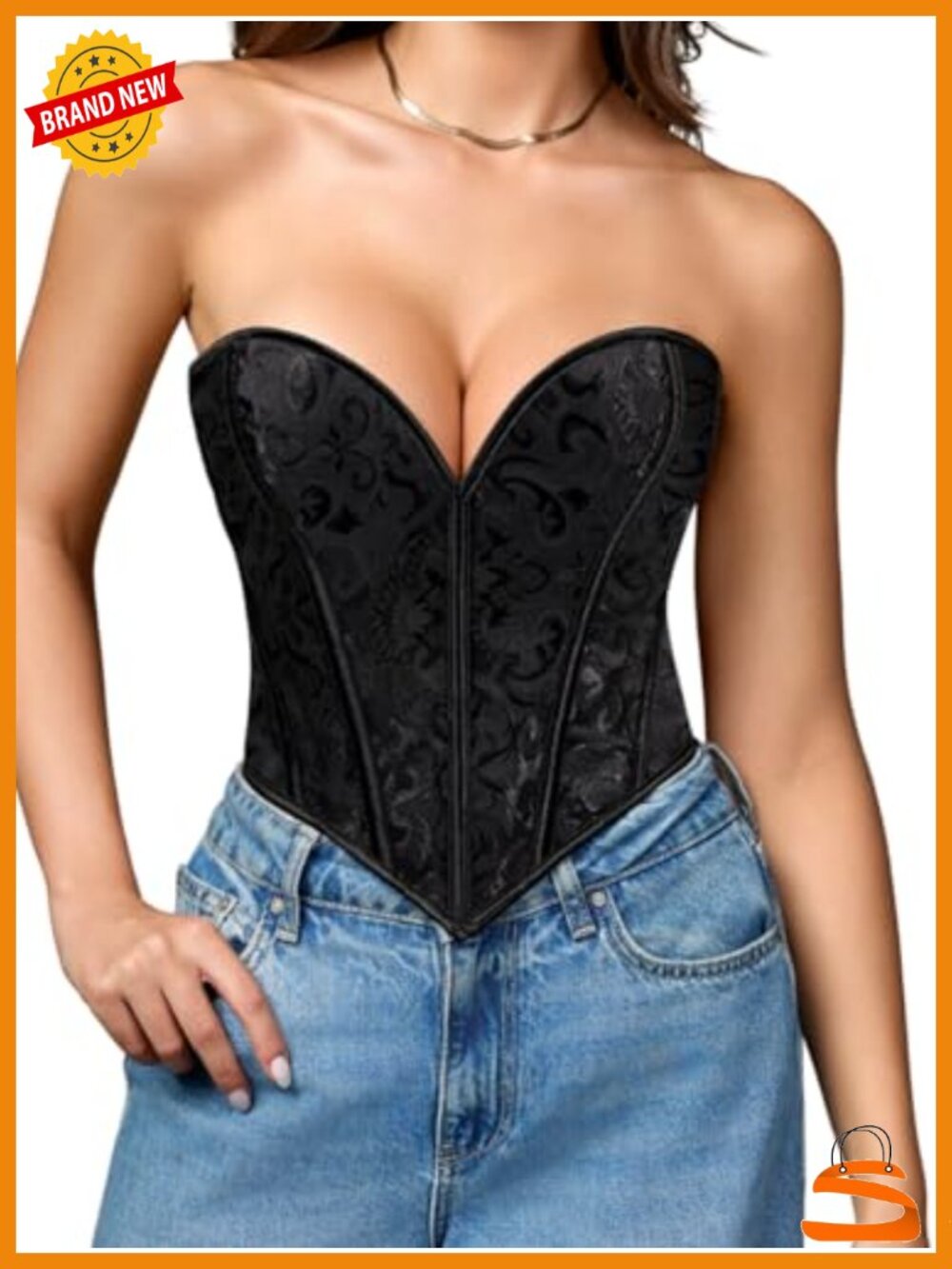 Boned Lace Up Corset Top, Heart Overbust Strapless Bustier, Party Club Outfits
